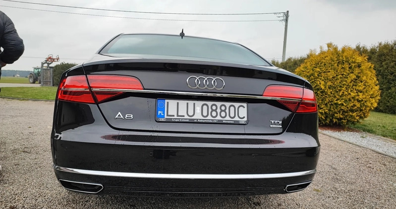 Audi A8 cena 127700 przebieg: 77200, rok produkcji 2015 z Łuków małe 379